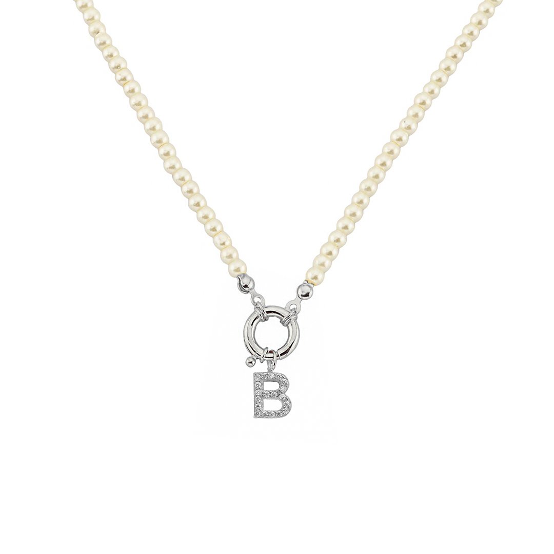 PEARL CHAIN ZIRKONIA BUCHSTABEN HALSKETTE